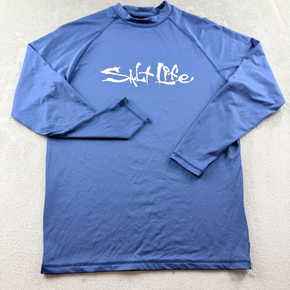 Salt Life SLX Live Salty Men's XL Blue Long Sleeve Rash Guard Shirt